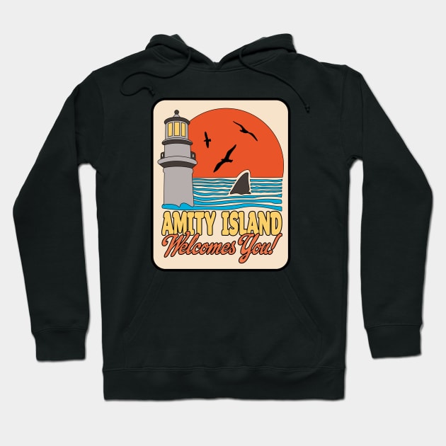 Jaws — Retro Amity Scene Hoodie by GraphicGibbon